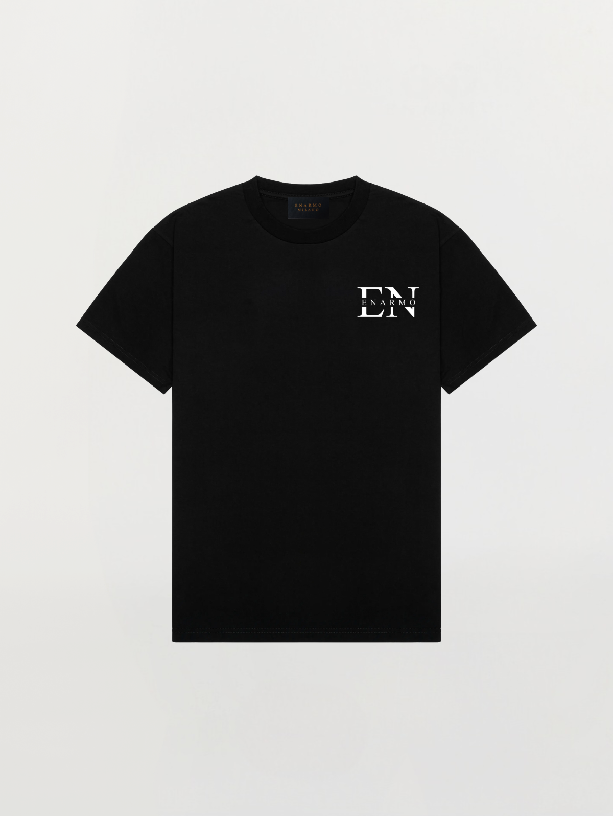Schwarzes Oversized Baumwoll-T-Shirt – EN Monogram Weiß