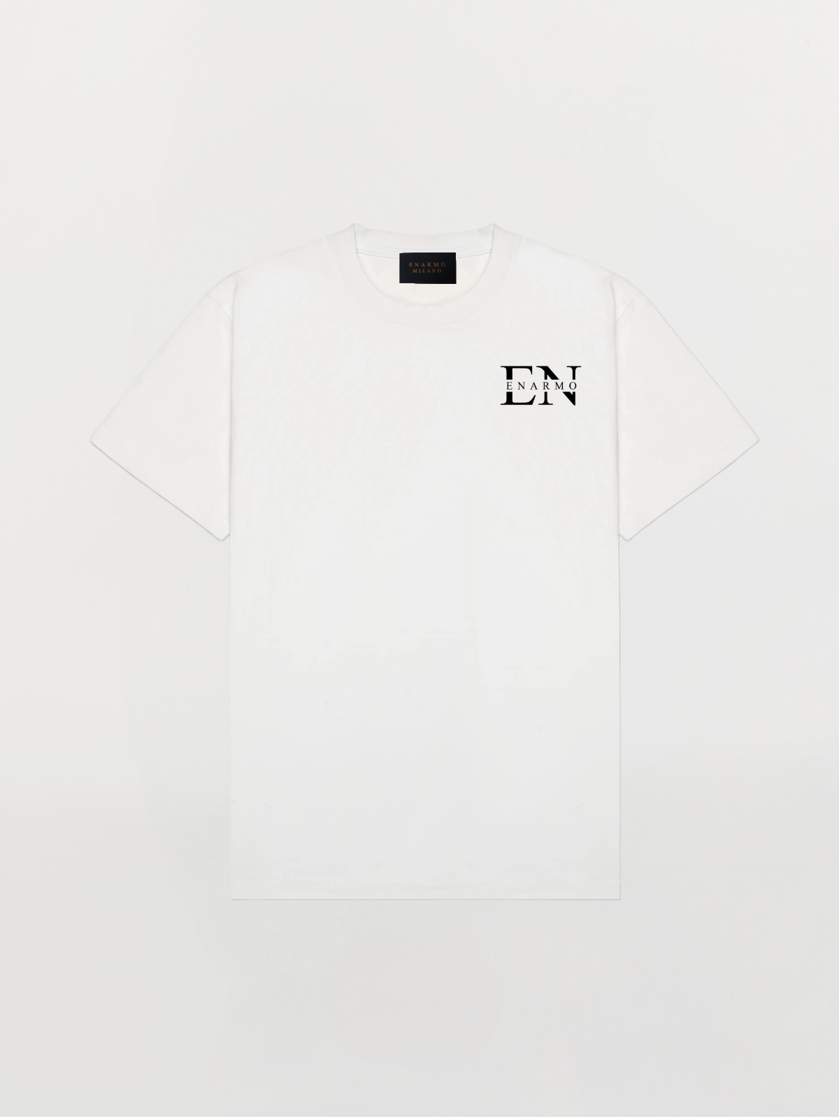 White Oversized Cotton T-Shirt – Black EN Monogram