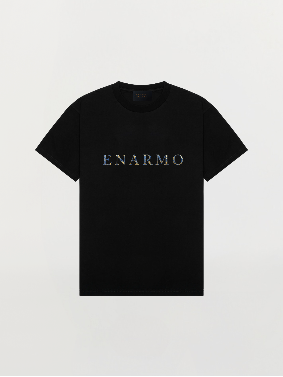 Black Oversized Cotton T-Shirt – Blue Marble ENARMO Signature